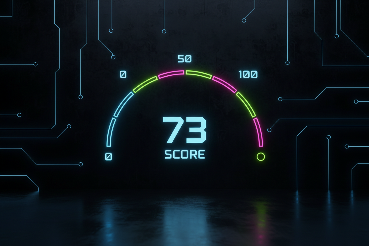 neon, futuristic, minimal 0 to 100 score